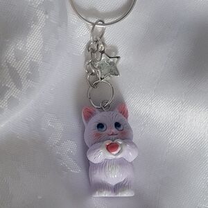 💀NEW 💀 Adorable Purple Cat Keychain